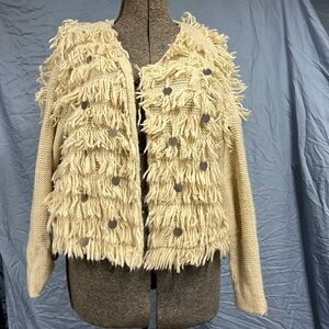 AMUSE SOCIETY SUNDAY FRINGE KNIT OPEN CARDIGAN medium